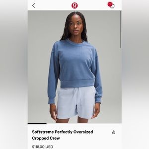 Lululemon softstreme perfectly oversized cropped crew